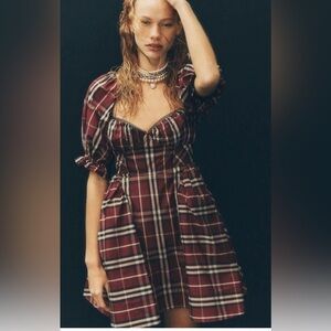 Anthropologie Maeve Red/Rogue Plaid Mini Dress NWT